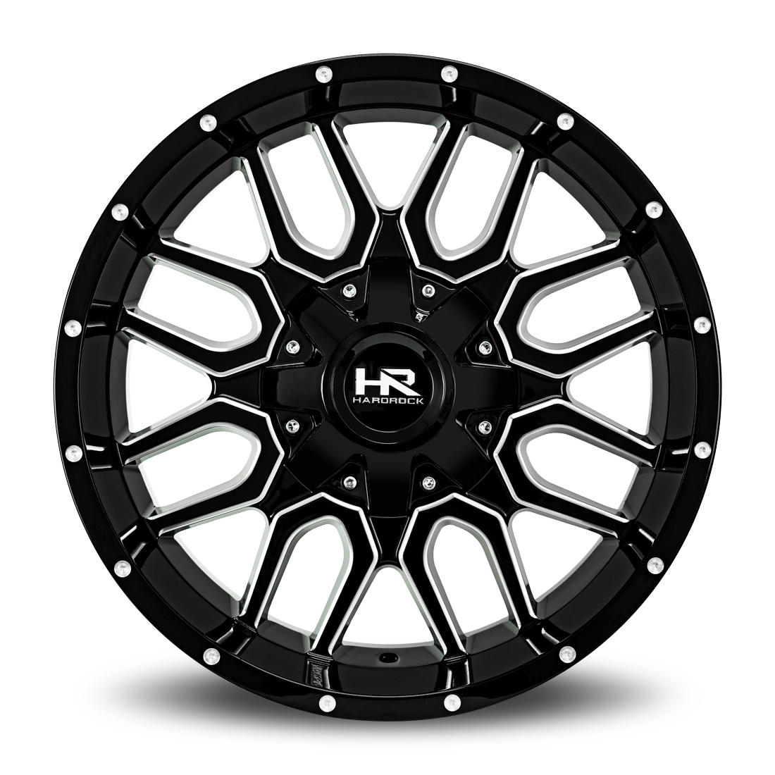 20x9 Hardrock Offroad H709 Commander Gloss Black Milled Wheel 6x5.5 Bolt Pattern 0mm Offset
