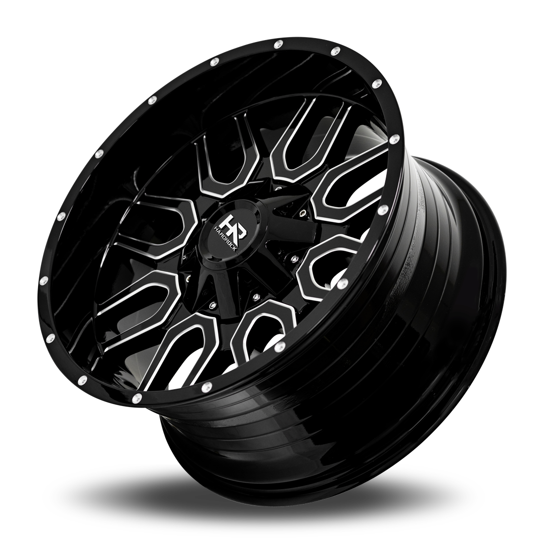 20x10 Hardrock Offroad H709 Commander Gloss Black Milled Wheel 6x5.5 Bolt Pattern -19mm Offset