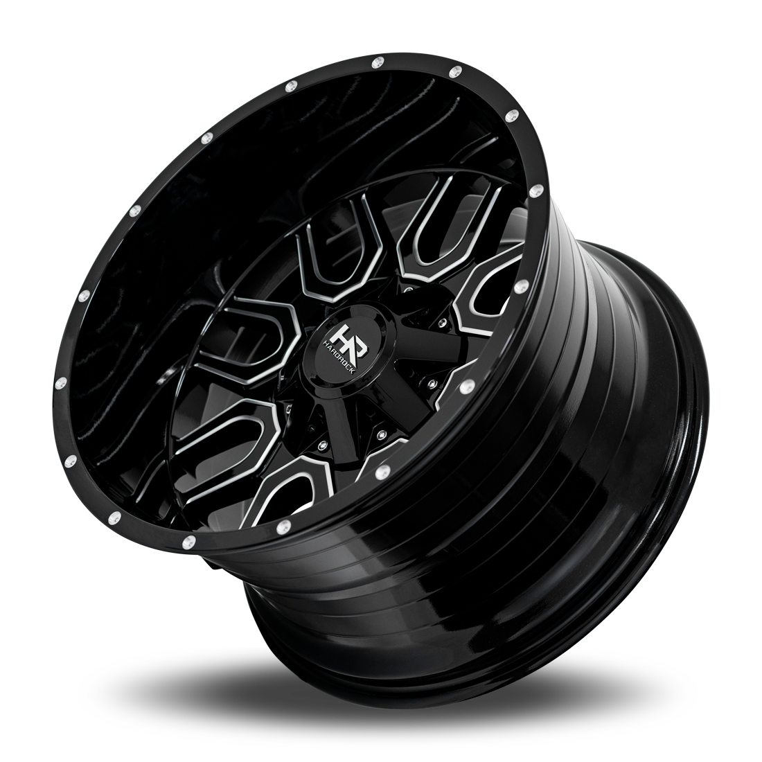 20x12 Hardrock Offroad H709 Commander Gloss Black Milled Wheel 6x5.5 Bolt Pattern -51mm Offset