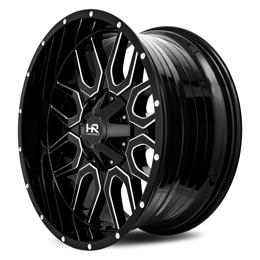 22x10 Hardrock Offroad H709 Commander Gloss Black Milled Wheel 6x5.5 Bolt Pattern -25mm Offset
