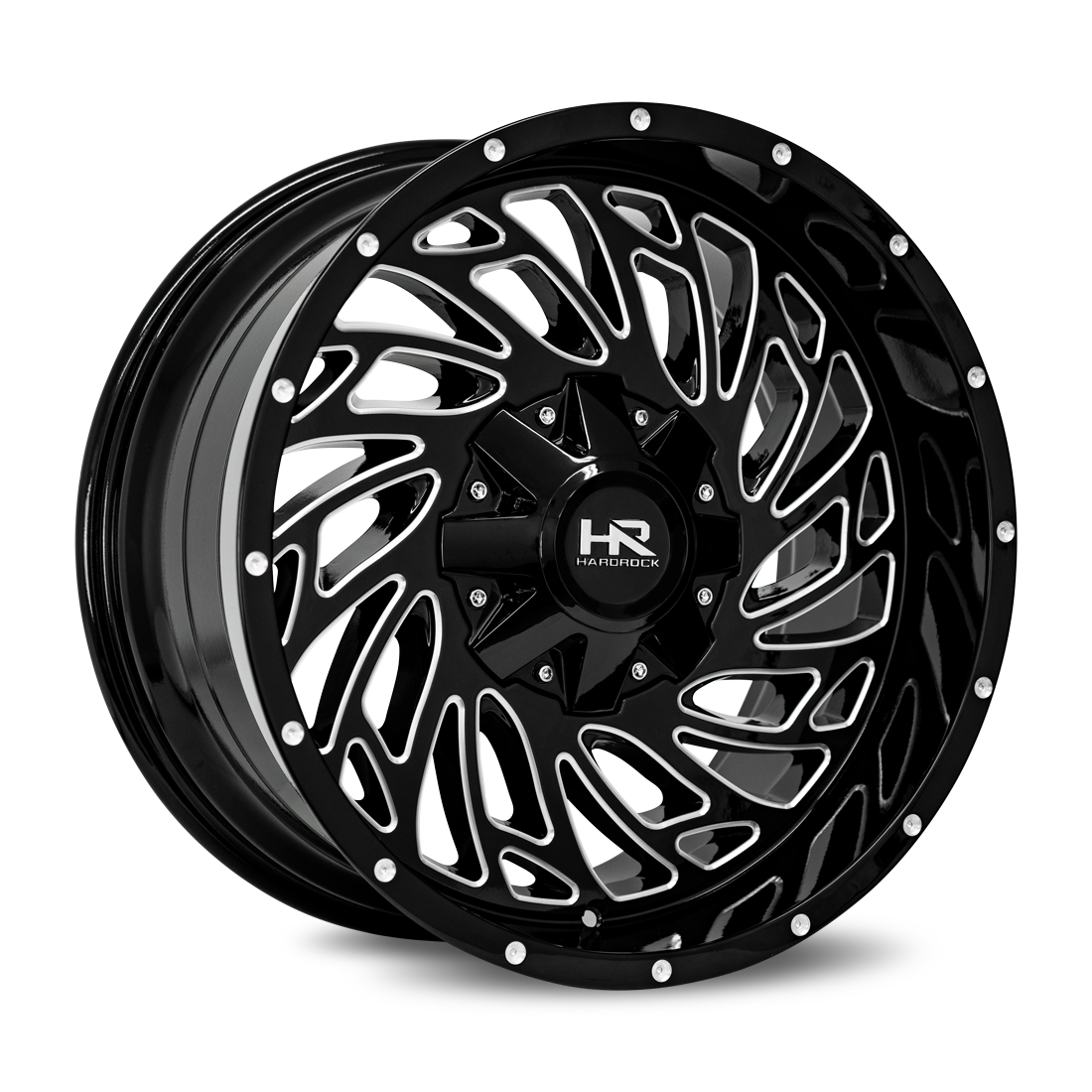 20x10 Hardrock Offroad H710 Attack Gloss Black Milled Wheel 6x5.5 Bolt Pattern -19mm Offset