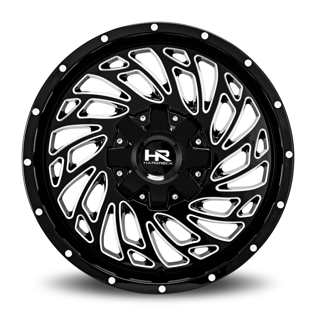 20x10 Hardrock Offroad H710 Attack Gloss Black Milled Wheel 6x5.5 Bolt Pattern -19mm Offset