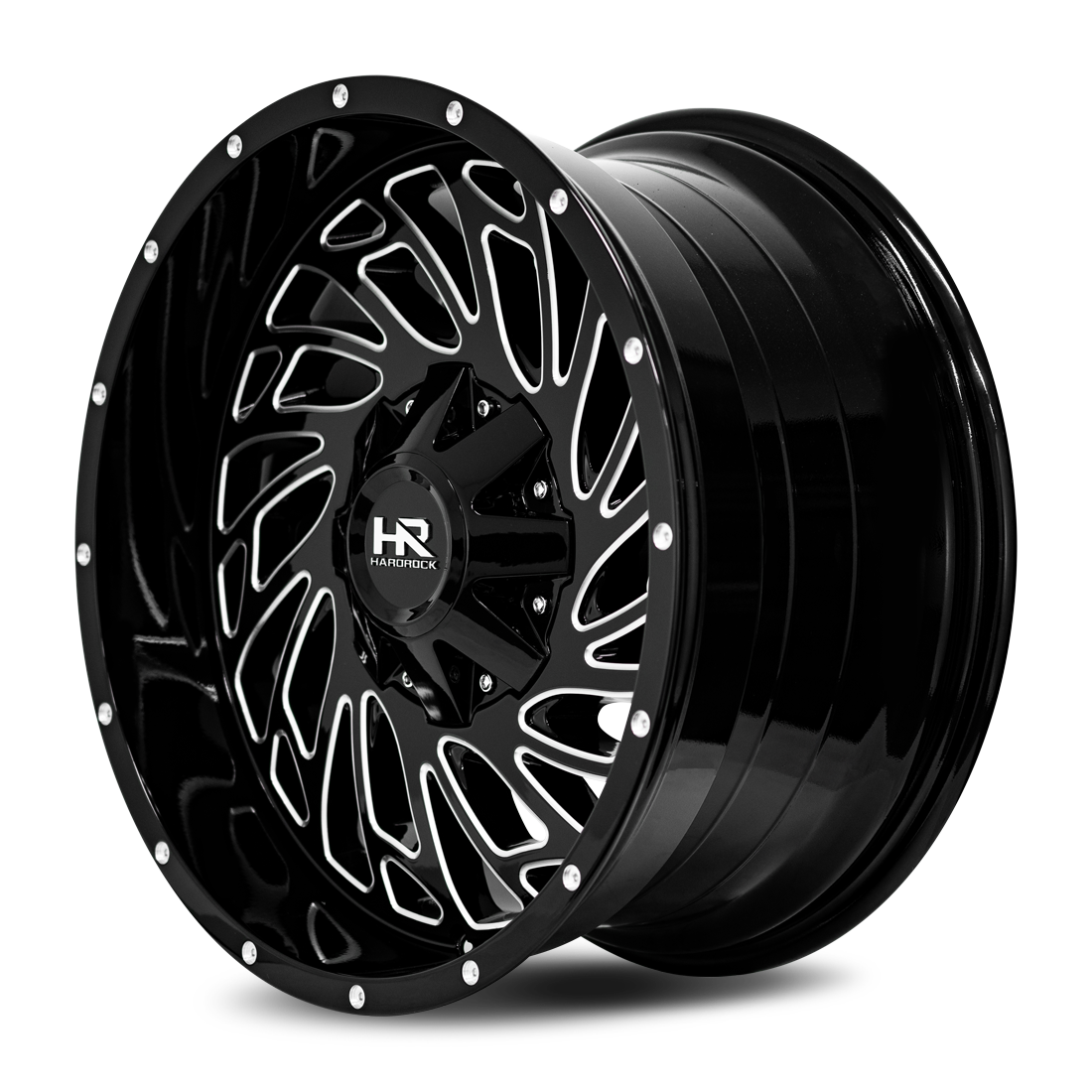 20x10 Hardrock Offroad H710 Attack Gloss Black Milled Wheel 6x5.5 Bolt Pattern -19mm Offset