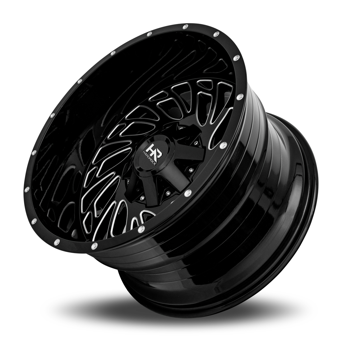 20x12 Hardrock Offroad H710 Attack Gloss Black Milled Wheel 6x5.5 Bolt Pattern -51mm Offset
