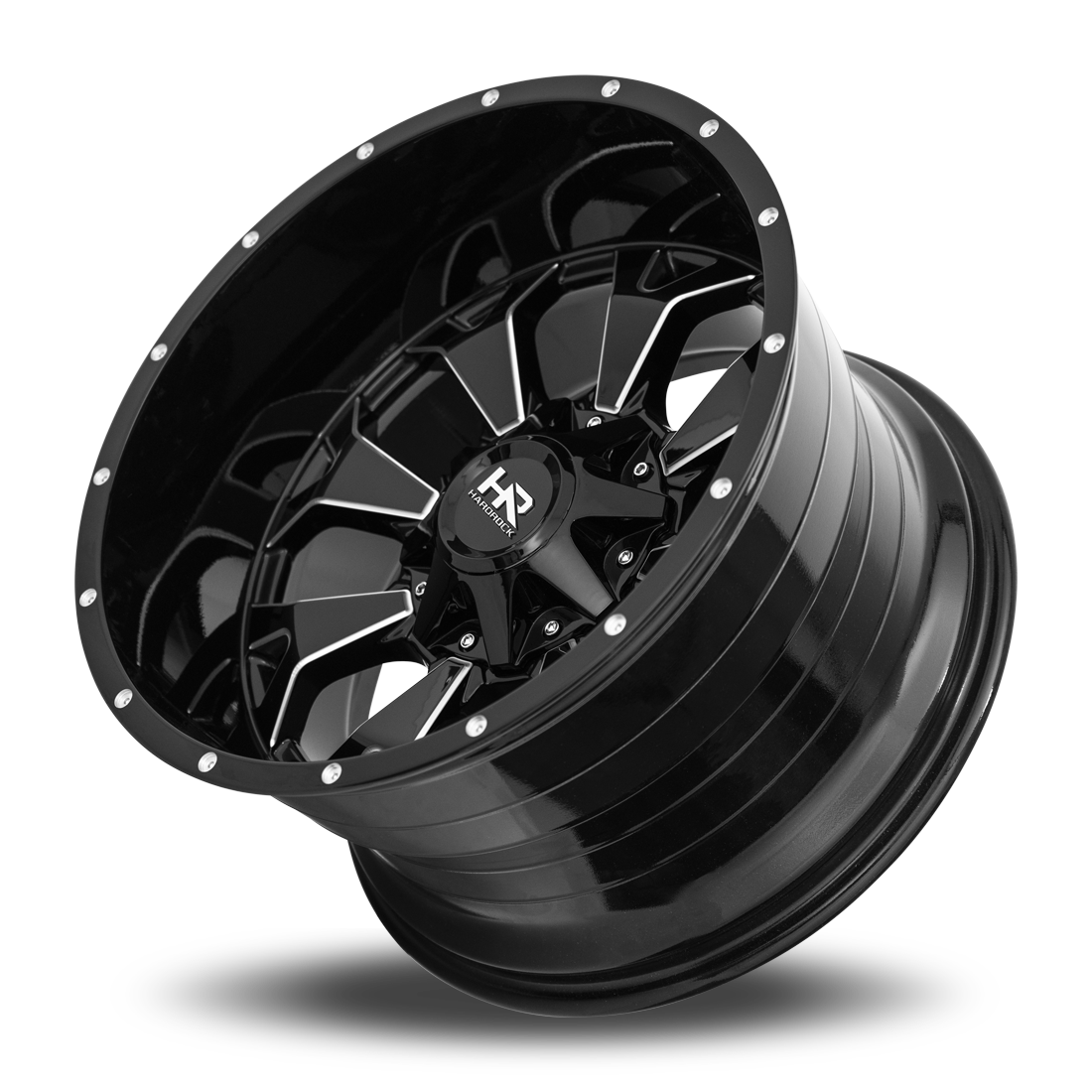 20x12 Hardrock Offroad H711 Devastator Gloss Black Milled Wheel 6x5.5 Bolt Pattern -51mm Offset