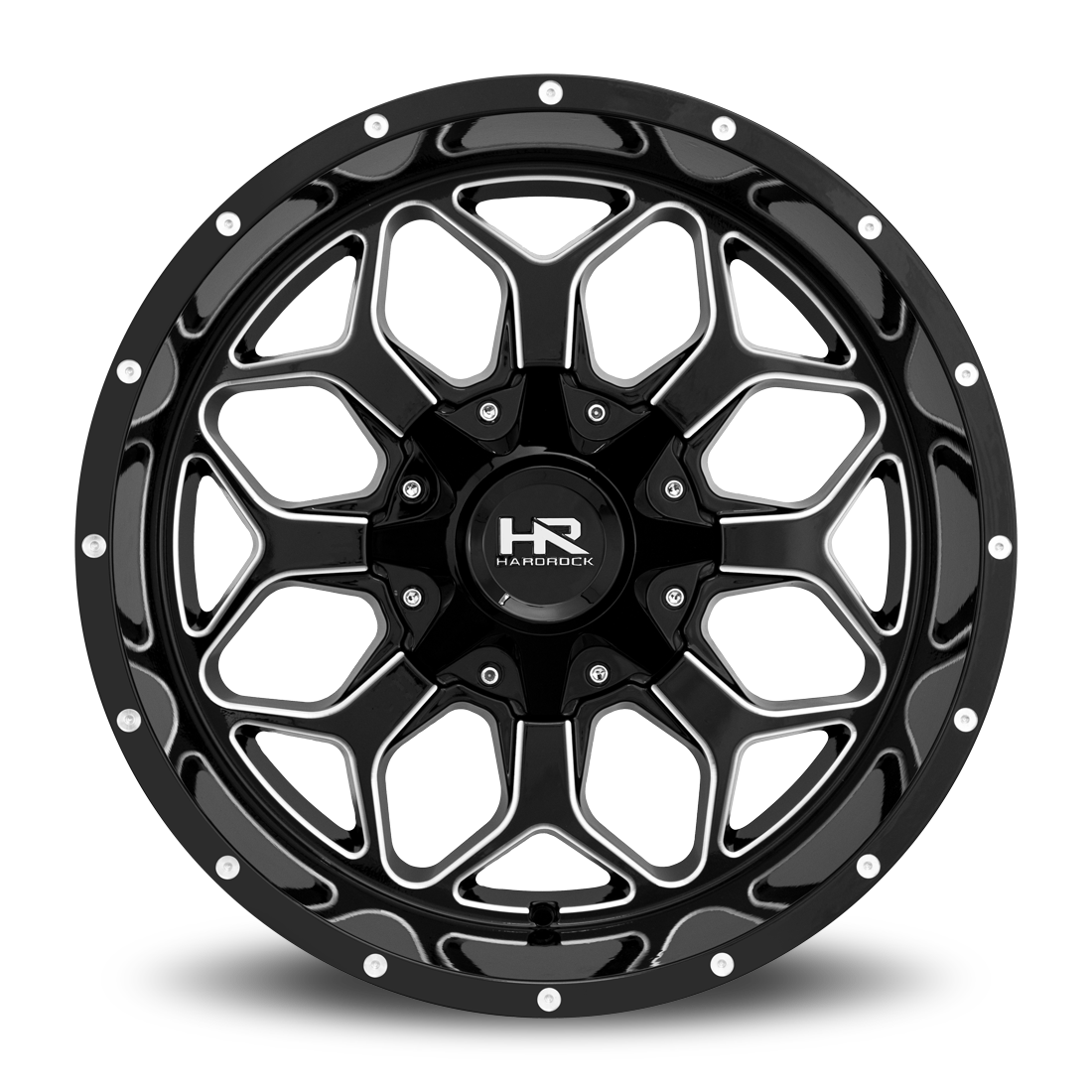 22x10 Hardrock Offroad H712 Indestructible Gloss Black Milled Wheel 6x5.5 Bolt Pattern -25mm Offset