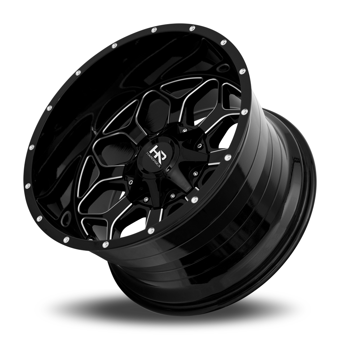 20x12 Hardrock Offroad H712 Indestructible Gloss Black Milled Wheel 6x5.5 Bolt Pattern -51mm Offset