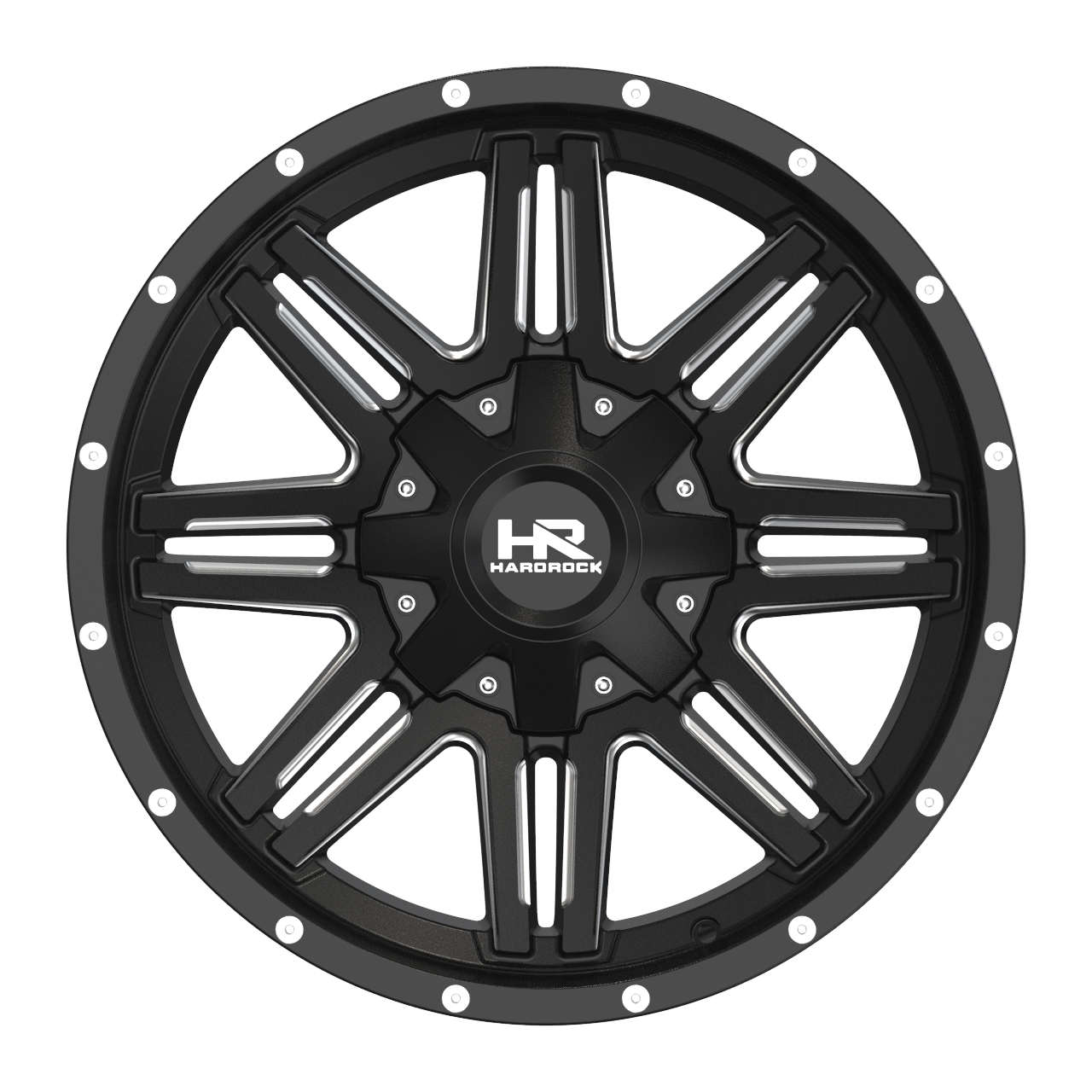 22x10 Hardrock Offroad H715 Warrior Gloss Black Milled Wheel 6x5.5 Bolt Pattern -25mm Offset