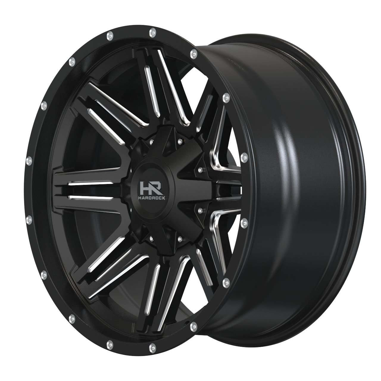 22x10 Hardrock Offroad H715 Warrior Gloss Black Milled Wheel 6x5.5 Bolt Pattern -25mm Offset