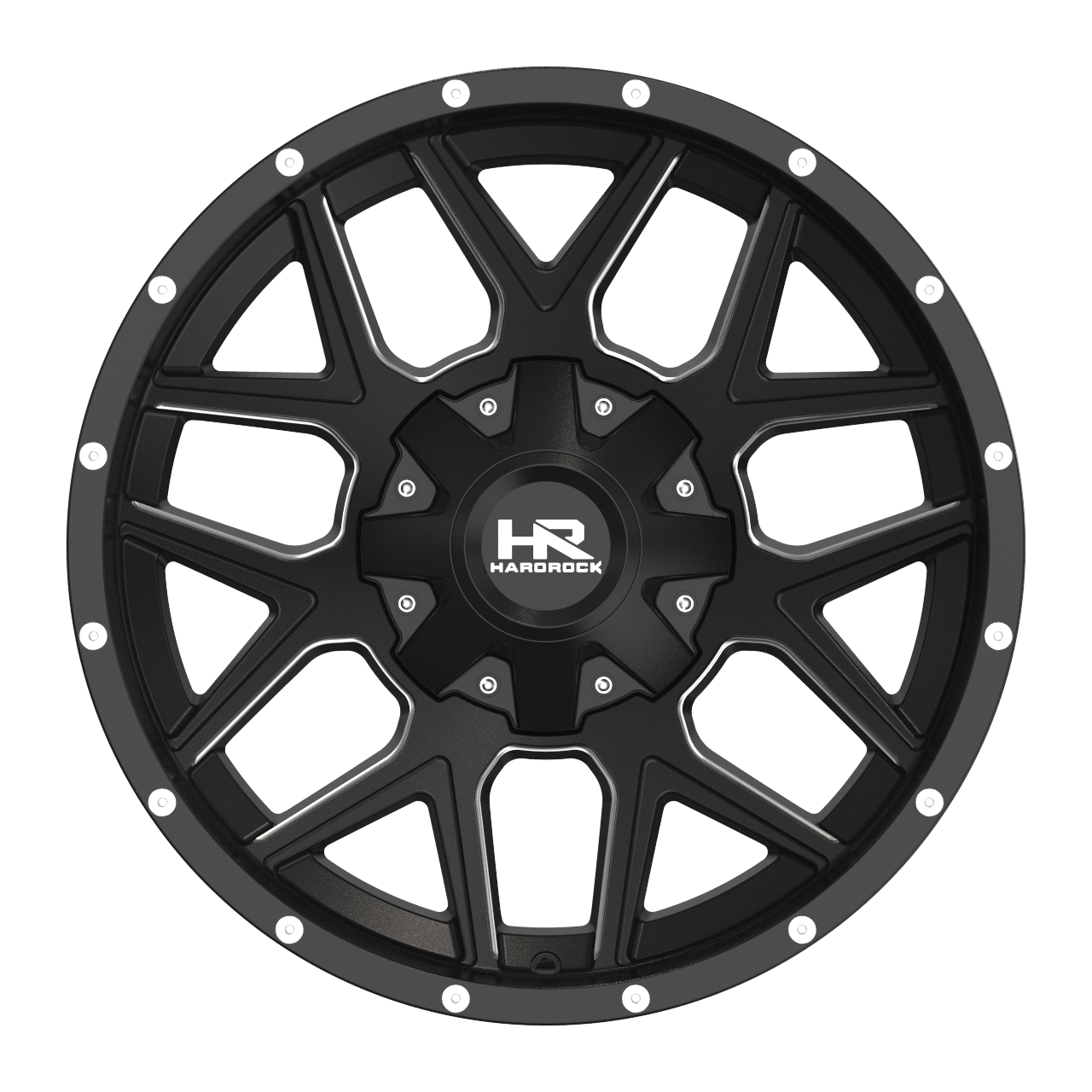 20x9 Hardrock Offroad H716 Rugged Gloss Black Milled Wheel 6x5.5 Bolt Pattern 20mm Offset