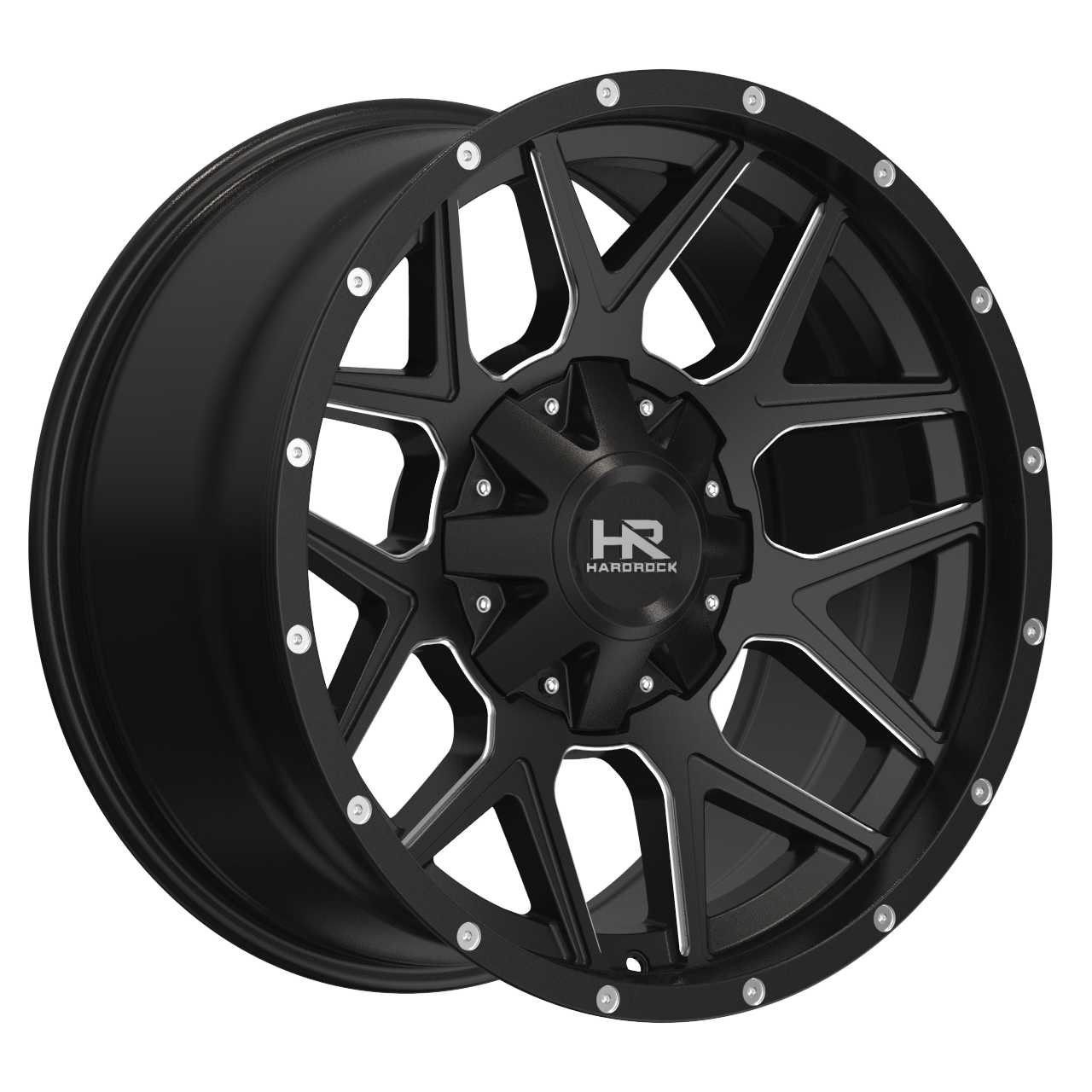20x9 Hardrock Offroad H716 Rugged Gloss Black Milled Wheel 6x5.5 Bolt Pattern 0mm Offset