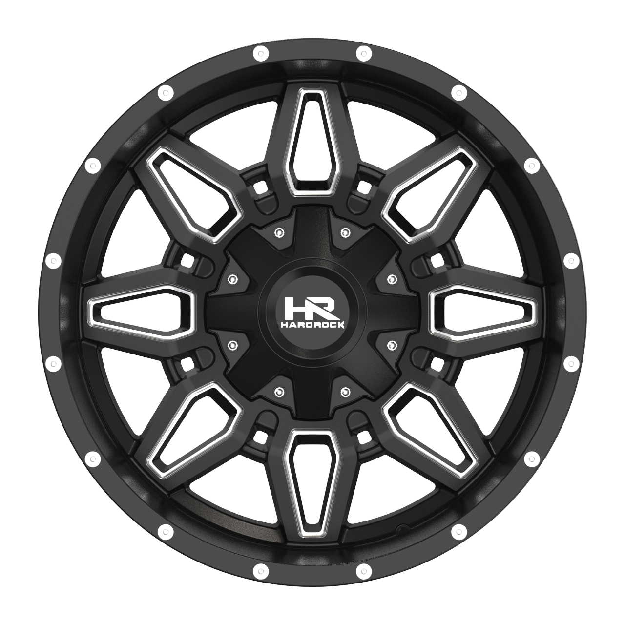 22x10 Hardrock Offroad H718 Striker Gloss Black Milled Wheel 6x5.5 Bolt Pattern -25mm Offset