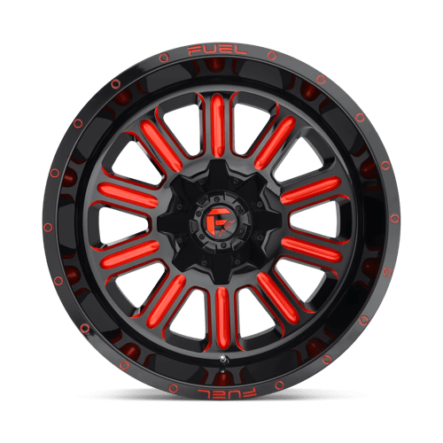 20x9 fuel off-road d621 hardline gloss black red tinted clear wheel 6x5.5 bolt pattern 2mm offset