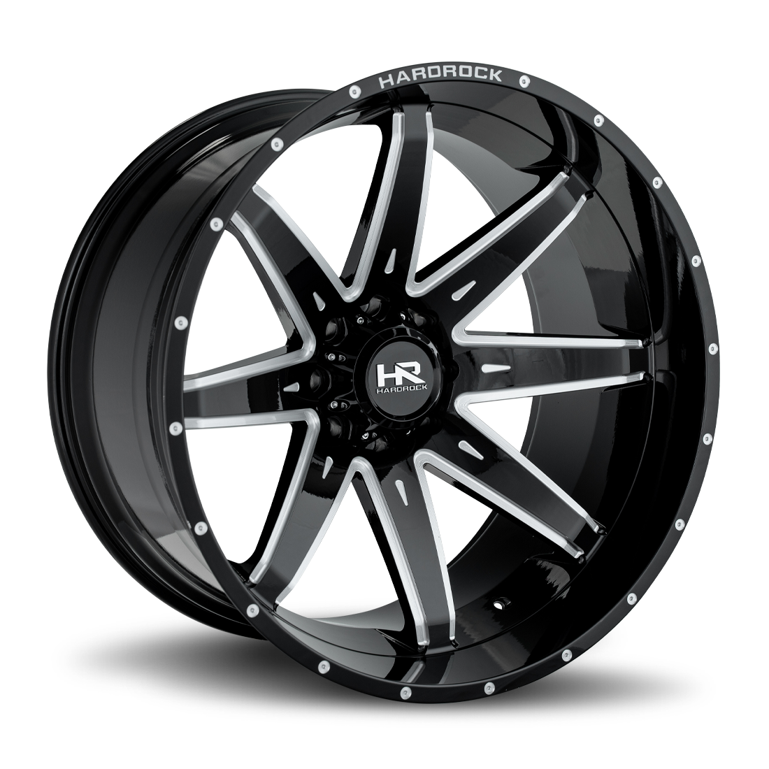 26x14 Hardrock Offroad H502 Painkiller XPosed Gloss Black Milled Wheel 6x5.5 Bolt Pattern -76mm Offset