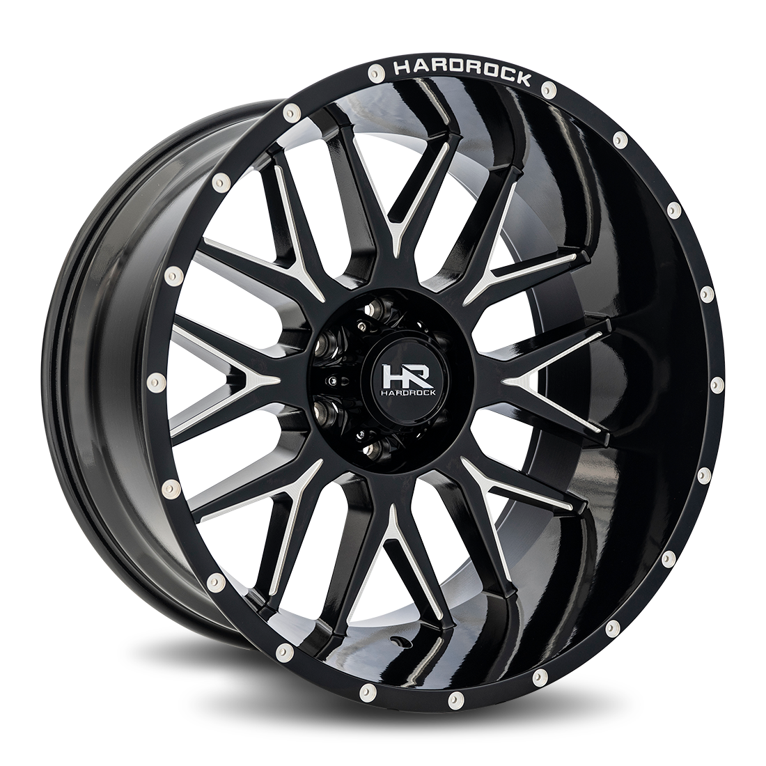 22x12 Hardrock Offroad H500 Affliction XPosed Gloss Black Milled Wheel 6x5.5 Bolt Pattern -44mm Offset