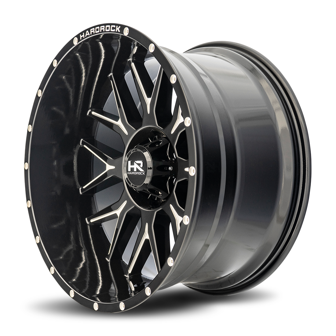 22x12 Hardrock Offroad H500 Affliction XPosed Gloss Black Milled Wheel 6x5.5 Bolt Pattern -44mm Offset