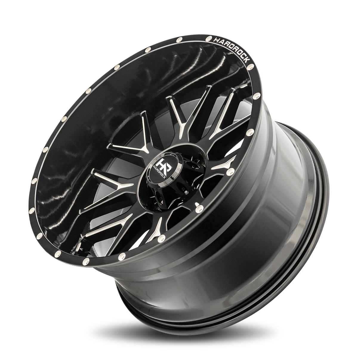 22x12 Hardrock Offroad H500 Affliction XPosed Gloss Black Milled Wheel 6x5.5 Bolt Pattern -44mm Offset