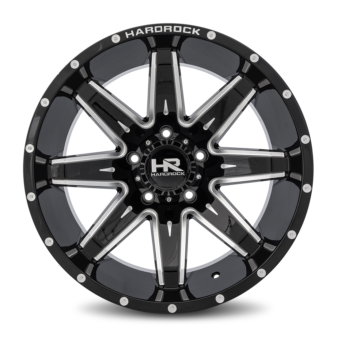 20x12 Hardrock Offroad H502 Painkiller XPosed Gloss Black Milled Wheel 6x5.5 Bolt Pattern -44mm Offset