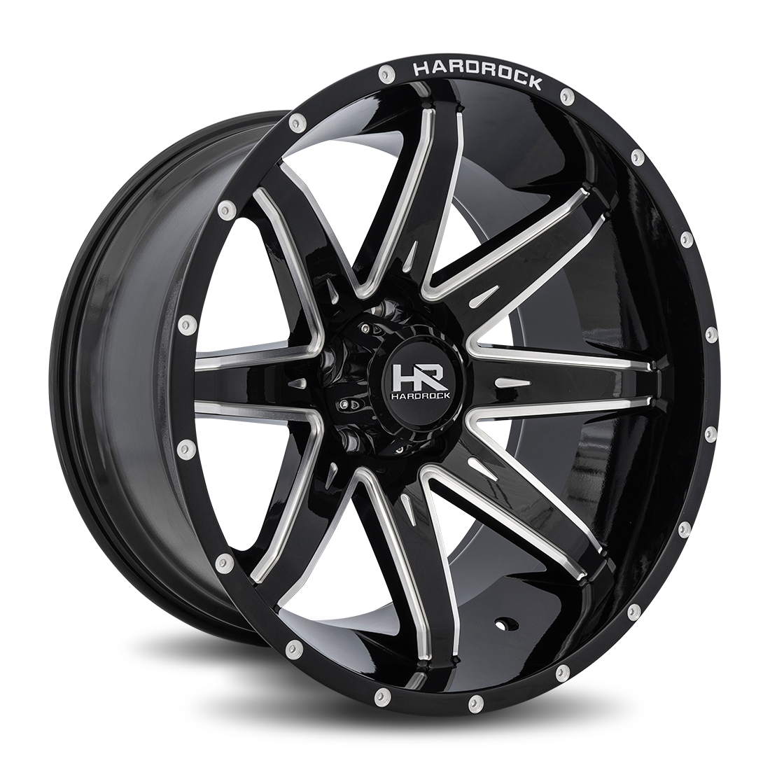 22x10 Hardrock Offroad H502 Painkiller XPosed Gloss Black Milled Wheel 6x5.5 Bolt Pattern -25mm Offset