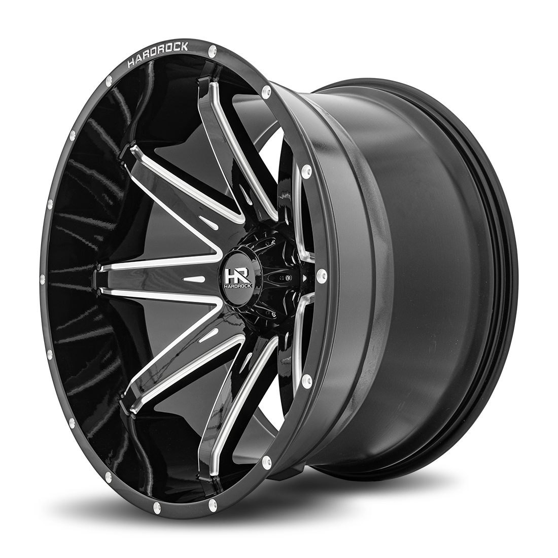 24x14 Hardrock Offroad H502 Painkiller XPosed Gloss Black Milled Wheel 6x5.5 Bolt Pattern -76mm Offset
