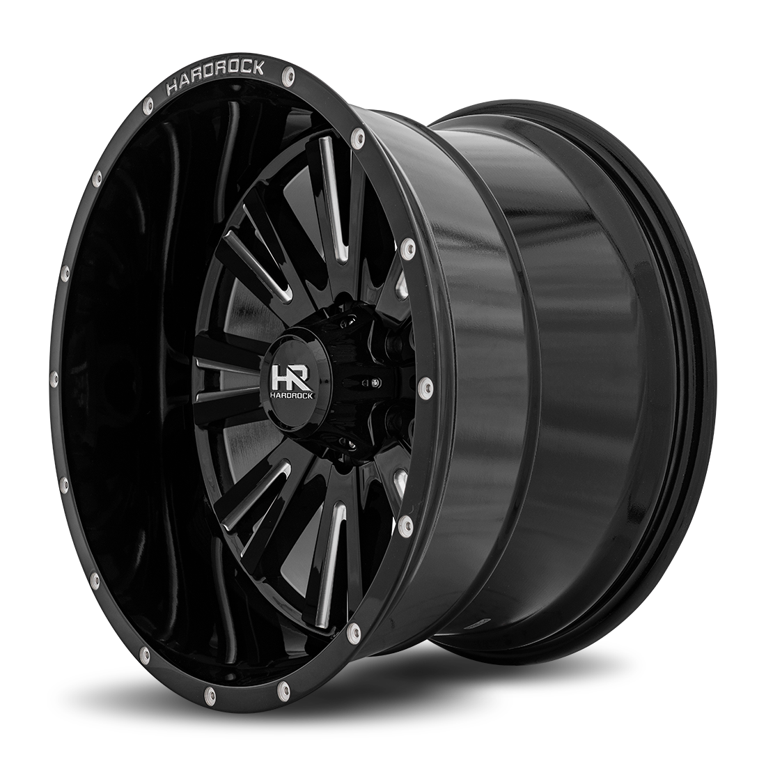 20x12 Hardrock Offroad H503 Spine XPosed Gloss Black Milled Wheel 6x5.5 Bolt Pattern -44mm Offset