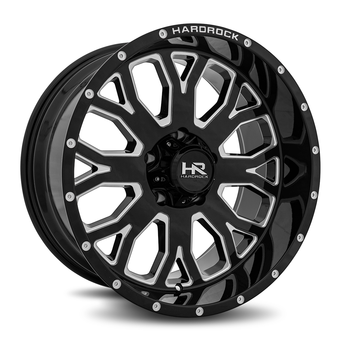 20x10 Hardrock Offroad H504 Slammer XPosed Gloss Black Milled Wheel 6x5.5 Bolt Pattern -19mm Offset
