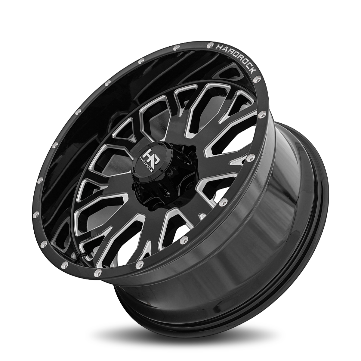 20x10 Hardrock Offroad H504 Slammer XPosed Gloss Black Milled Wheel 6x5.5 Bolt Pattern -19mm Offset