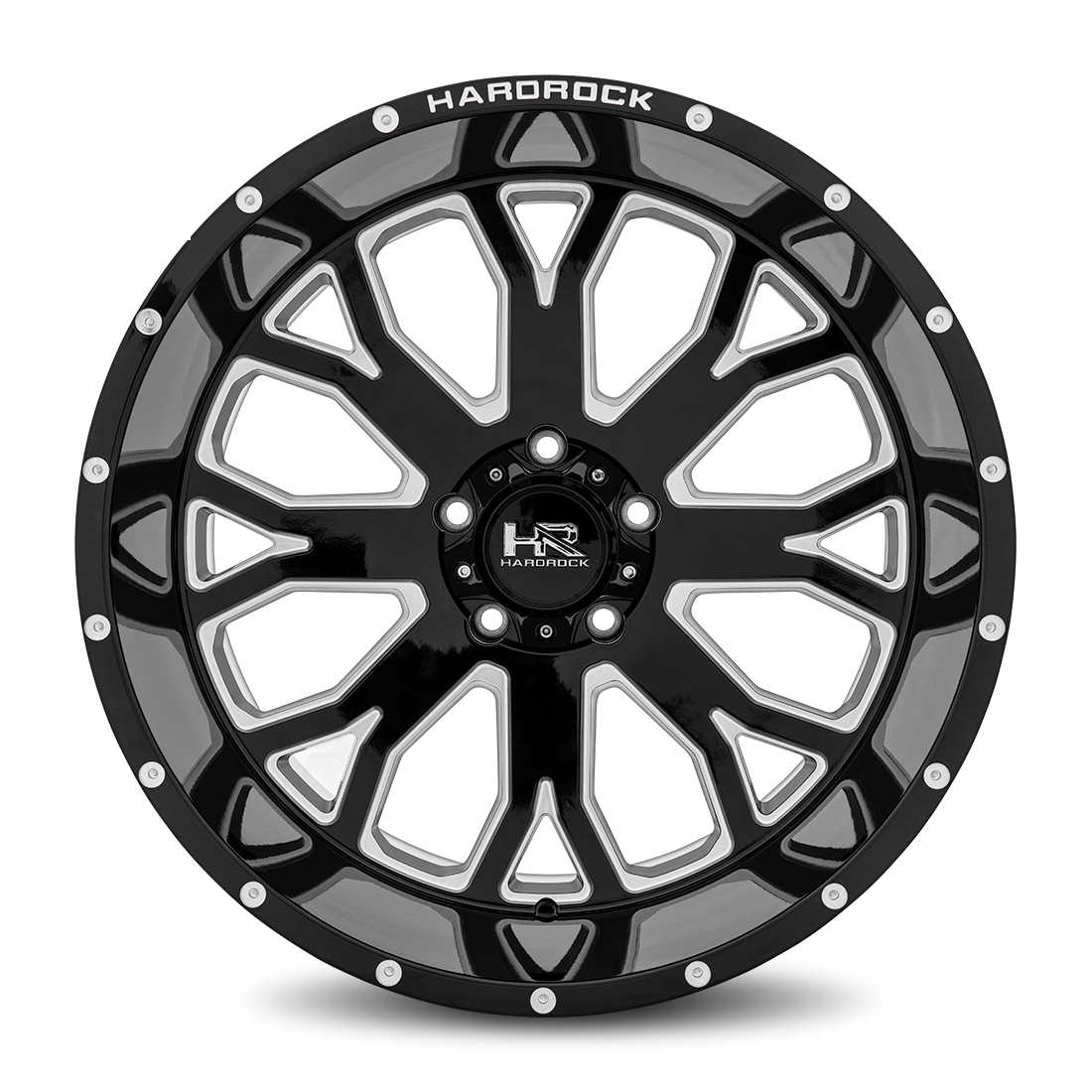 22x12 Hardrock Offroad H504 Slammer XPosed Gloss Black Milled Wheel 6x5.5 Bolt Pattern -44mm Offset