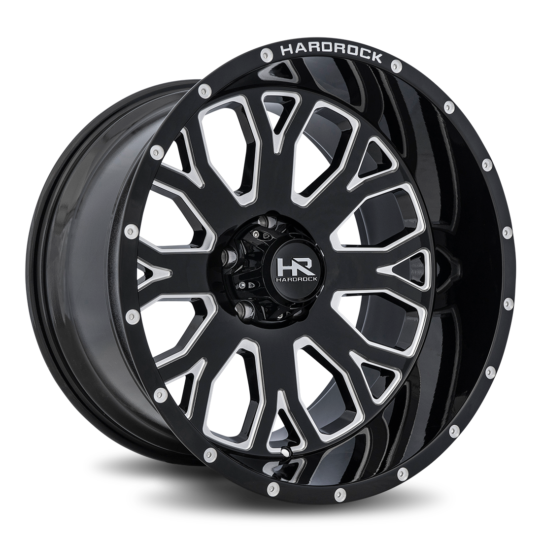 24x12 Hardrock Offroad H504 Slammer XPosed Gloss Black Milled Wheel 6x5.5 Bolt Pattern -44mm Offset