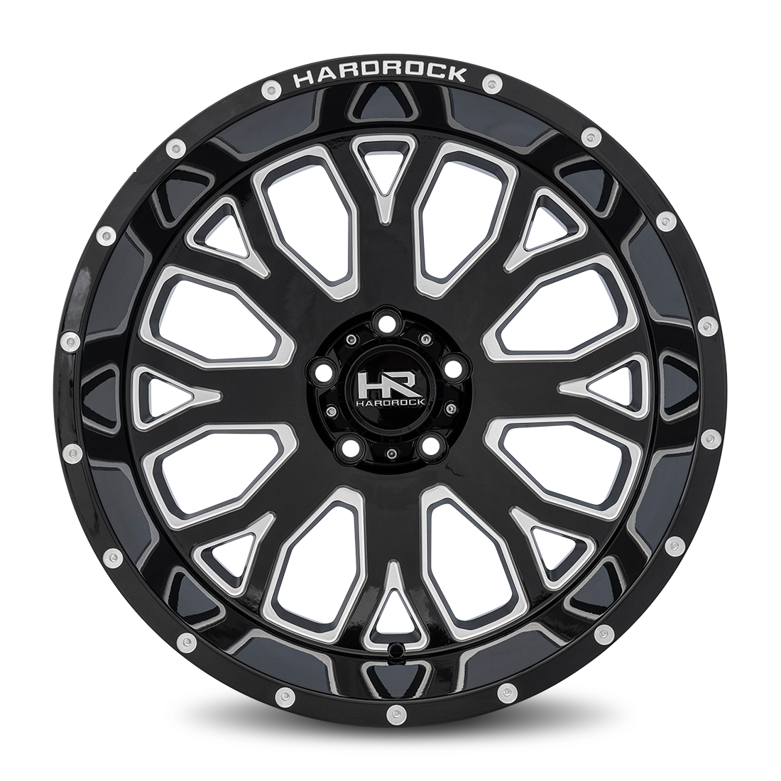 24x12 Hardrock Offroad H504 Slammer XPosed Gloss Black Milled Wheel 6x5.5 Bolt Pattern -44mm Offset