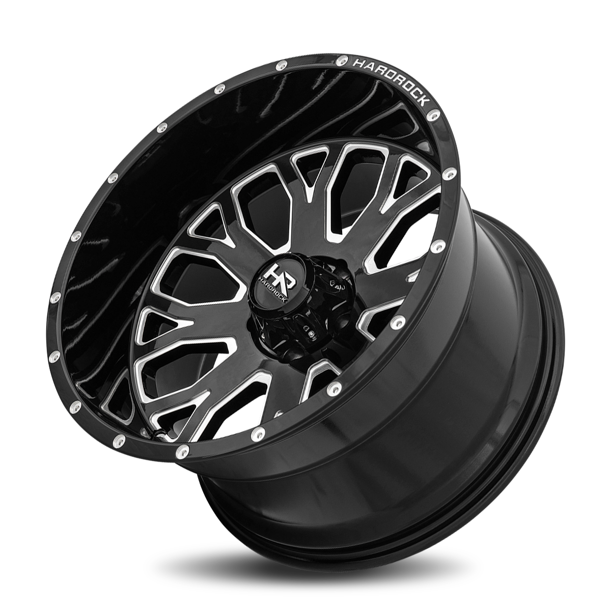24x12 Hardrock Offroad H504 Slammer XPosed Gloss Black Milled Wheel 6x5.5 Bolt Pattern -44mm Offset