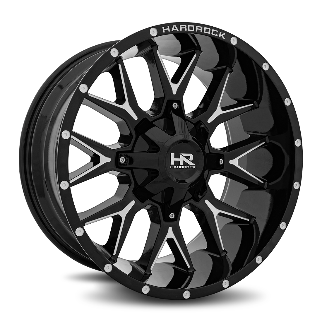 20x10 Hardrock Offroad H700 Affliction Gloss Black Milled Wheel 6x5.5 Bolt Pattern -19mm Offset