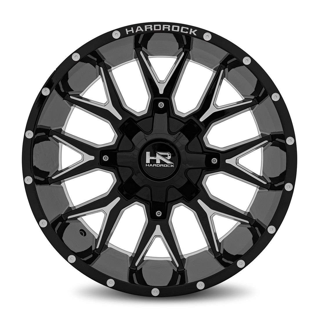 20x10 Hardrock Offroad H700 Affliction Gloss Black Milled Wheel 6x5.5 Bolt Pattern -19mm Offset