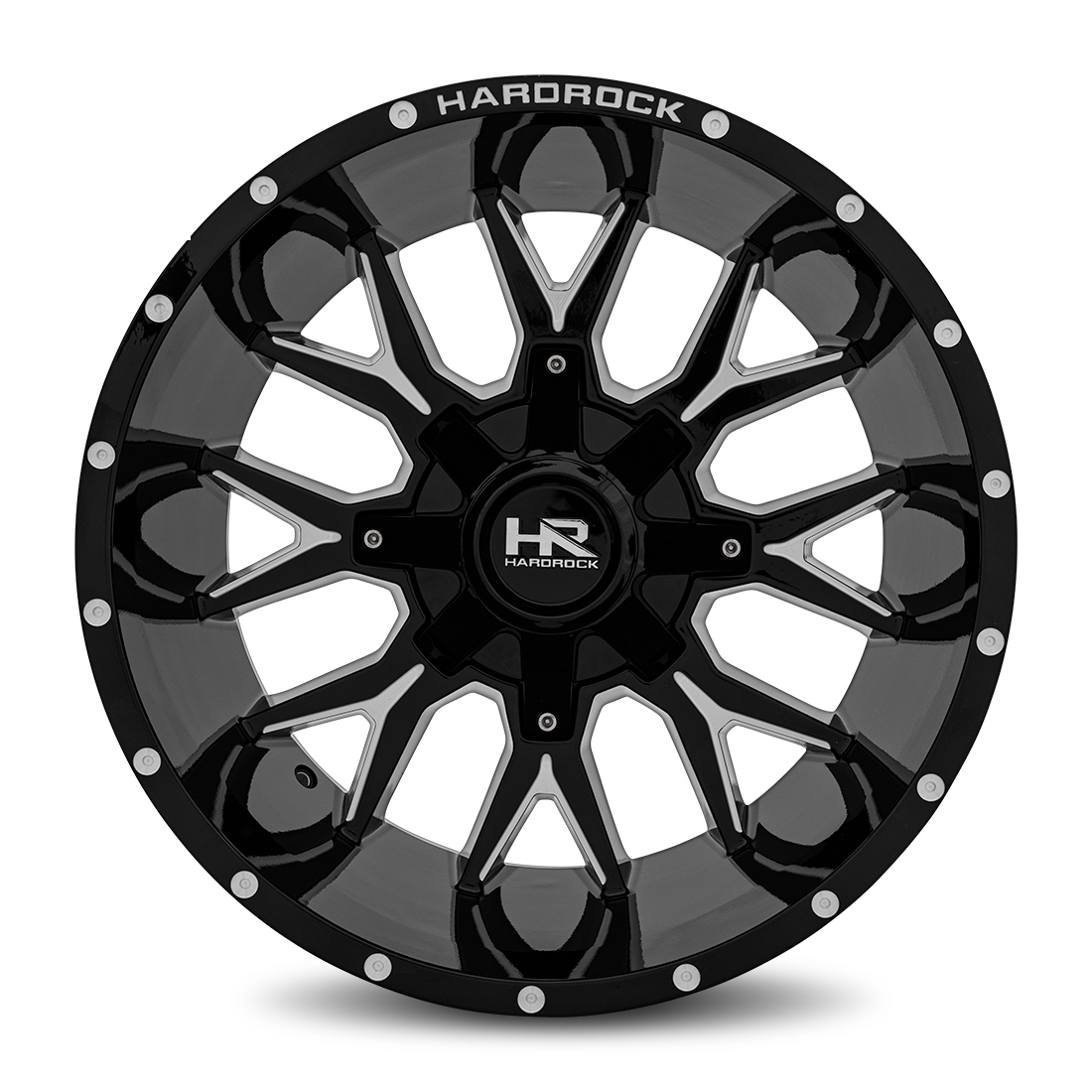 20x12 Hardrock Offroad H700 Affliction Gloss Black Milled Wheel 6x5.5 Bolt Pattern -44mm Offset