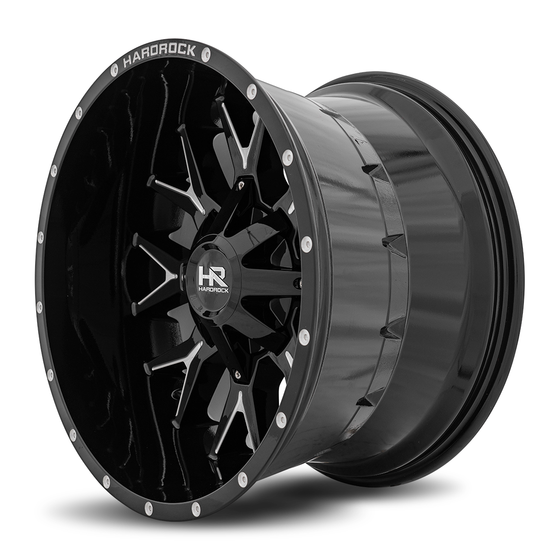 20x12 Hardrock Offroad H700 Affliction Gloss Black Milled Wheel 6x5.5 Bolt Pattern -44mm Offset