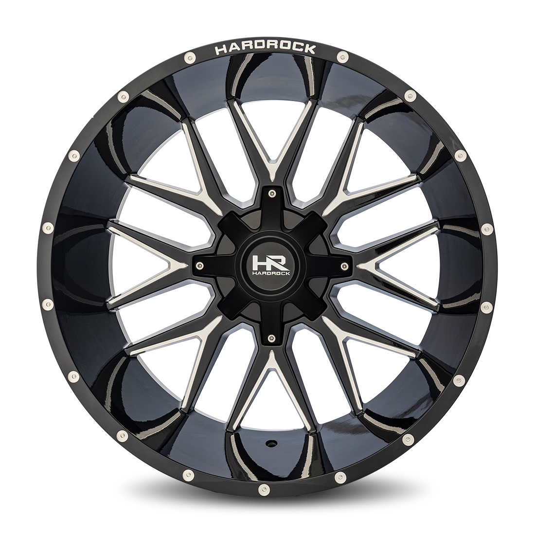 24x14 Hardrock Offroad H700 Affliction Gloss Black Milled Wheel 6x5.5 Bolt Pattern -76mm Offset