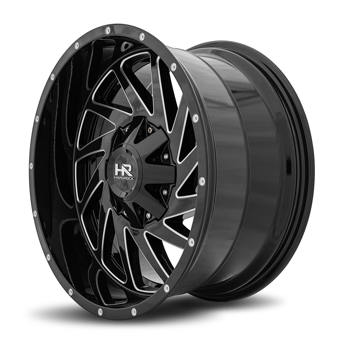 20x9 Hardrock Offroad H704 Crusher Gloss Black Milled Wheel 6x5.5 Bolt Pattern 0mm Offset