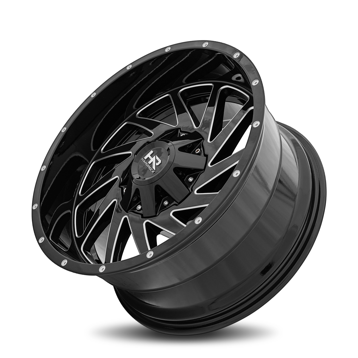 20x9 Hardrock Offroad H704 Crusher Gloss Black Milled Wheel 6x5.5 Bolt Pattern 0mm Offset