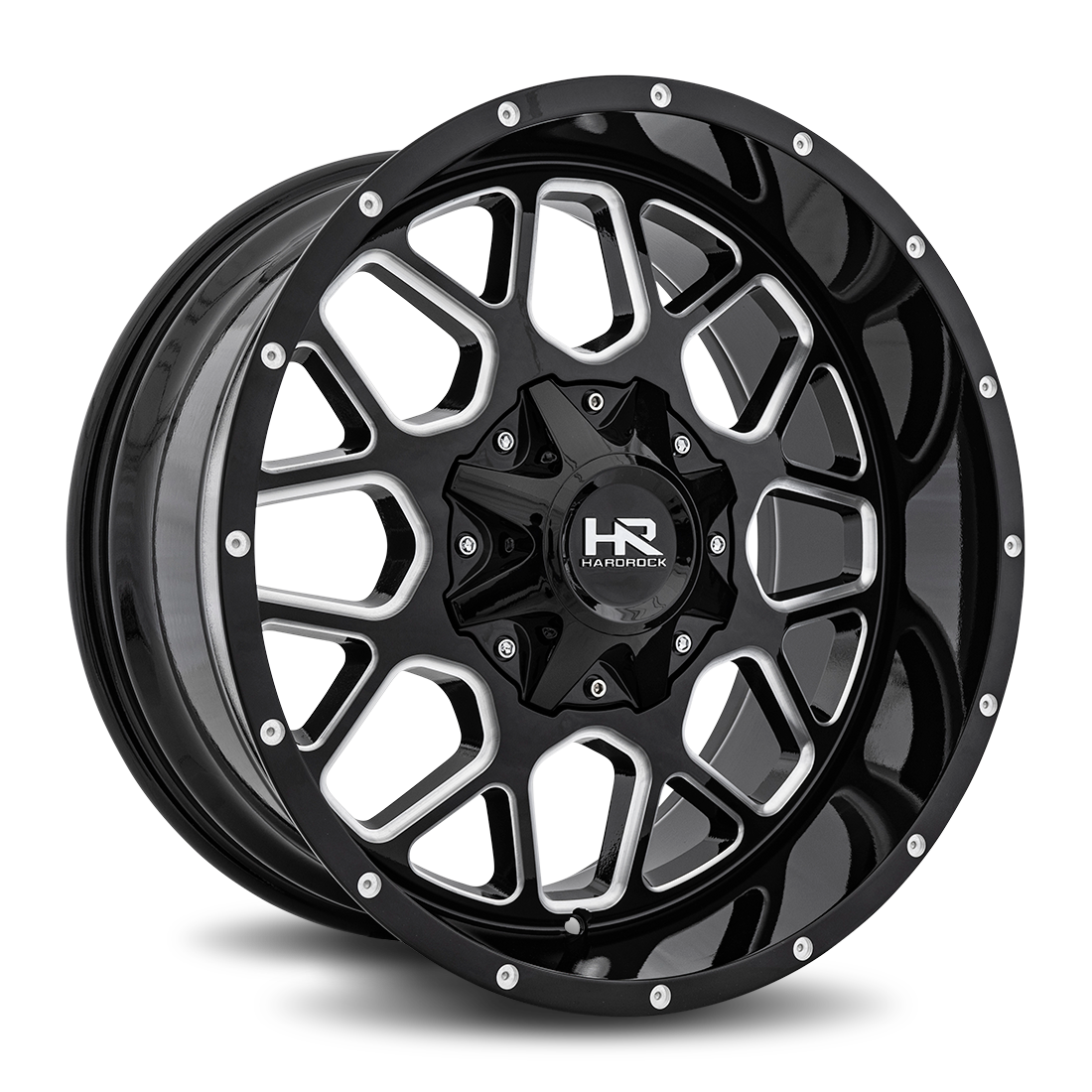 20x9 Hardrock Offroad H705 Gunner Gloss Black Milled Wheel 6x5.5 Bolt Pattern 0mm Offset