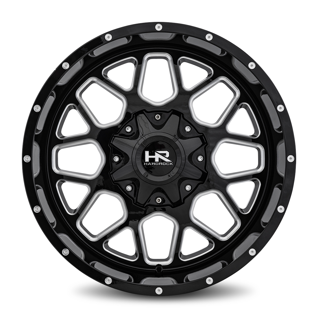 20x9 Hardrock Offroad H705 Gunner Gloss Black Milled Wheel 6x5.5 Bolt Pattern 0mm Offset