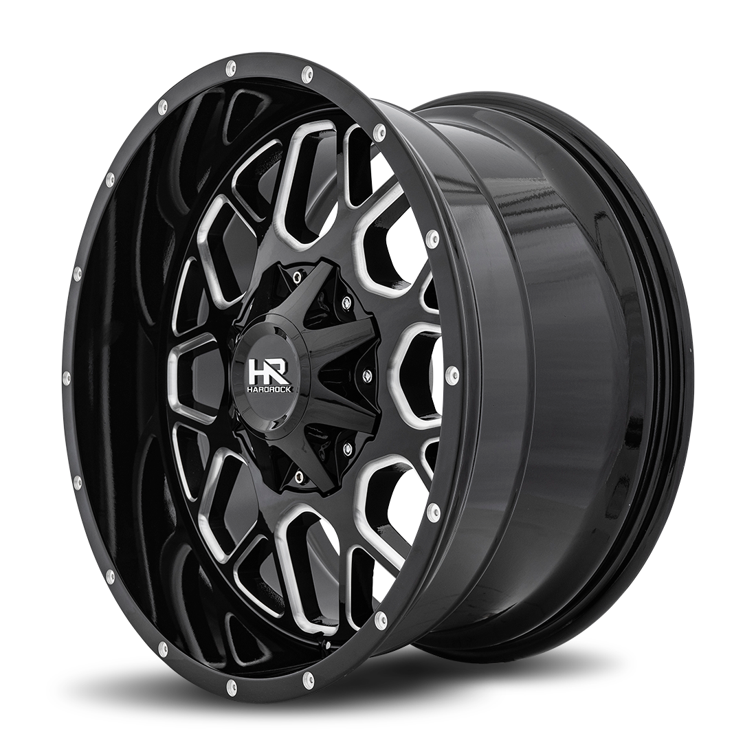 20x9 Hardrock Offroad H705 Gunner Gloss Black Milled Wheel 6x5.5 Bolt Pattern 0mm Offset