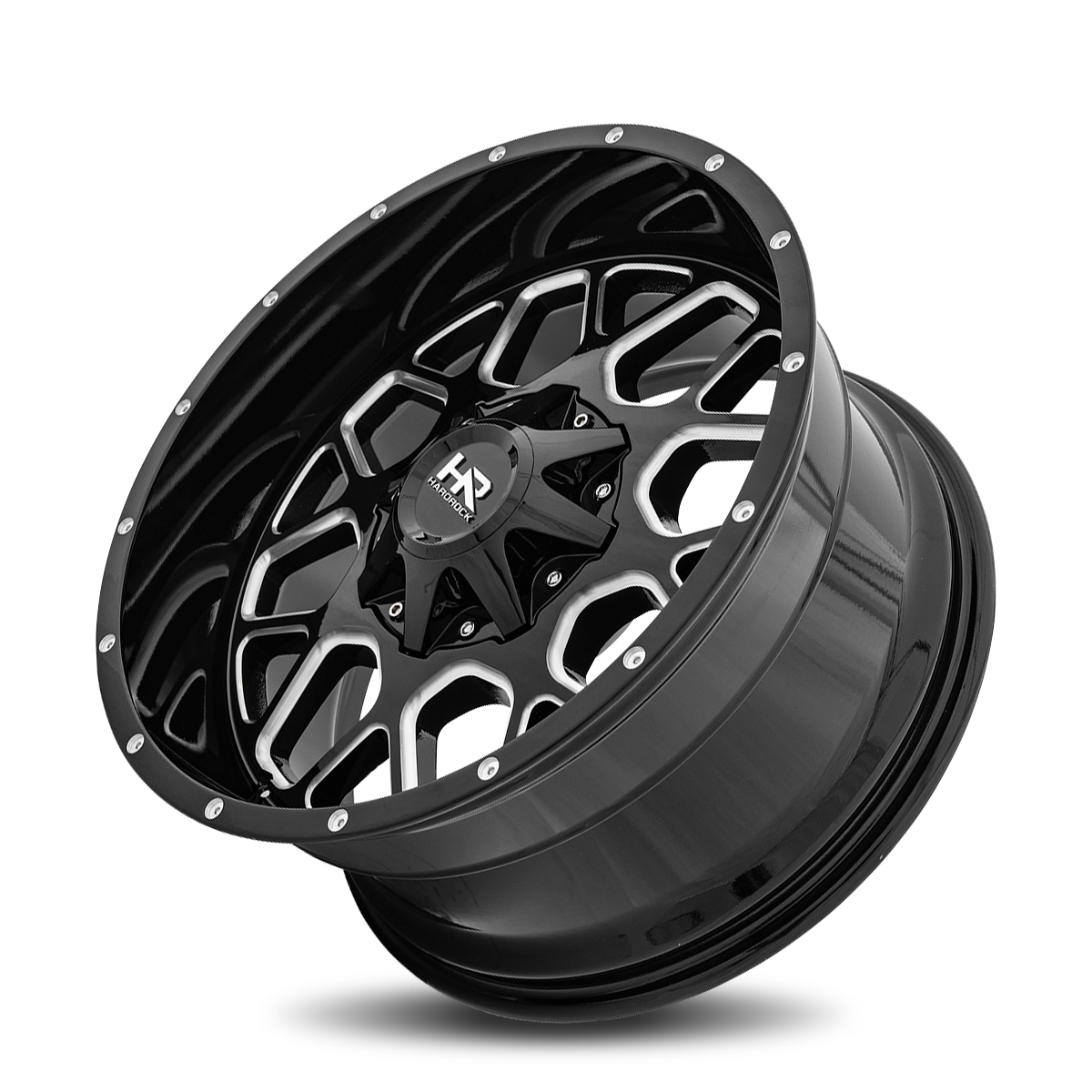 20x9 Hardrock Offroad H705 Gunner Gloss Black Milled Wheel 6x5.5 Bolt Pattern 0mm Offset