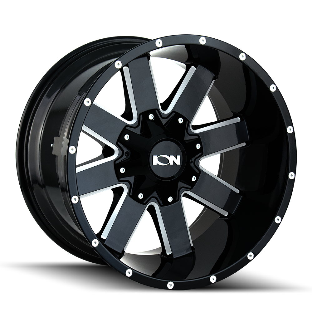 20x12 ion alloy 141 gloss black milled wheel 6x5.5 bolt pattern 44mm offset