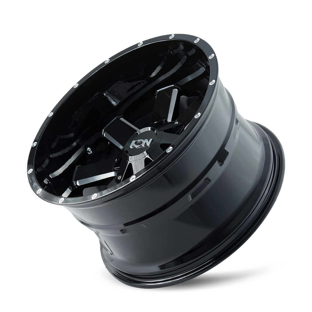 17x9 ion alloy 141 gloss black milled wheel 6x5.5 bolt pattern 18mm offset