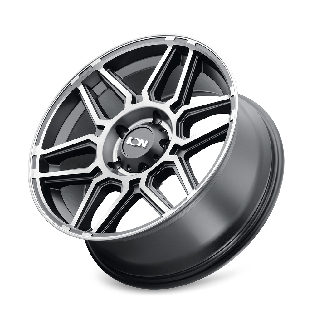 20x9 ion alloy 146 matte black machined with dark wheel 6x5.5 bolt pattern 18mm offset