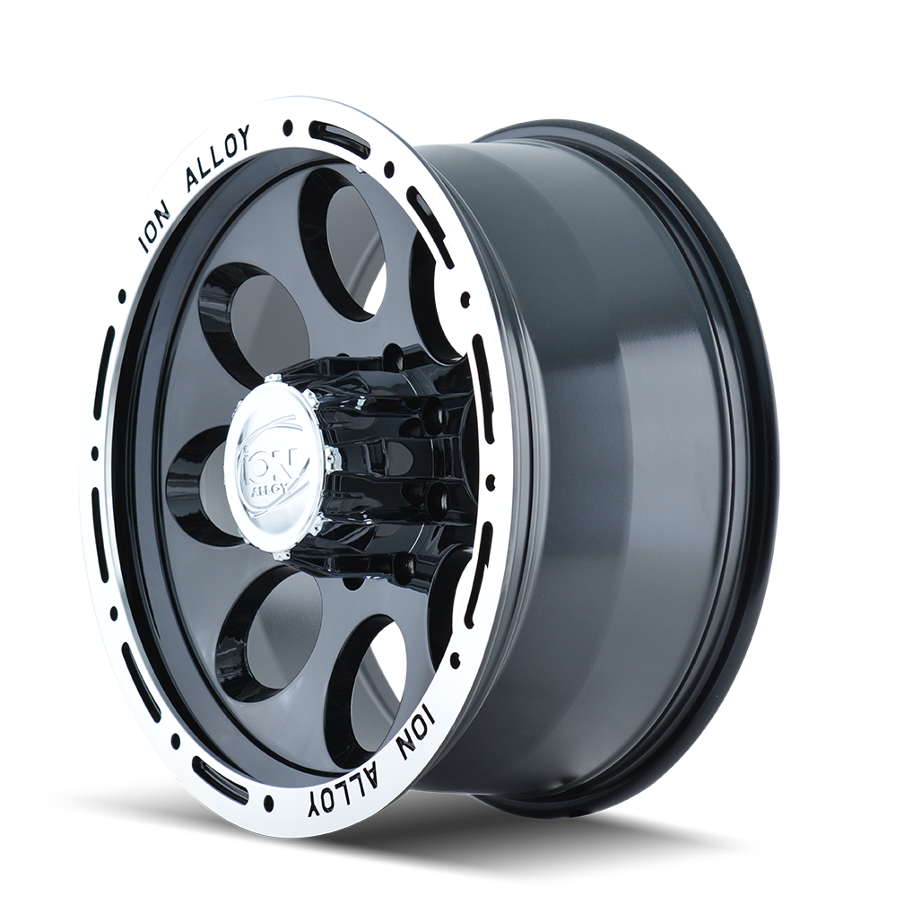 15x8 ion alloy 174 gloss black machined wheel 6x5.5 bolt pattern 27mm offset