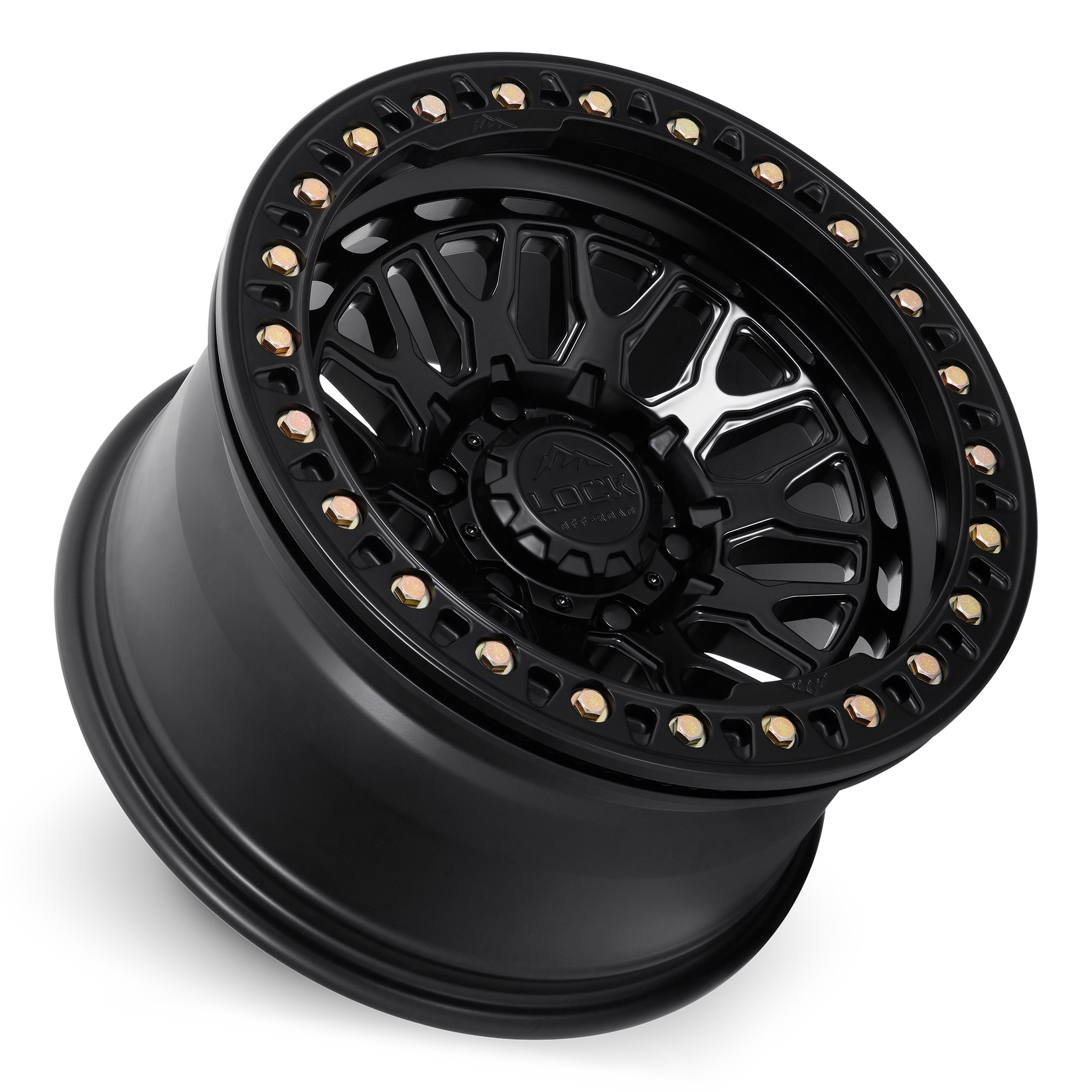 17x9 lock off-road invader matte black w matte black ring wheel 6x5.5 bolt pattern 38mm offset