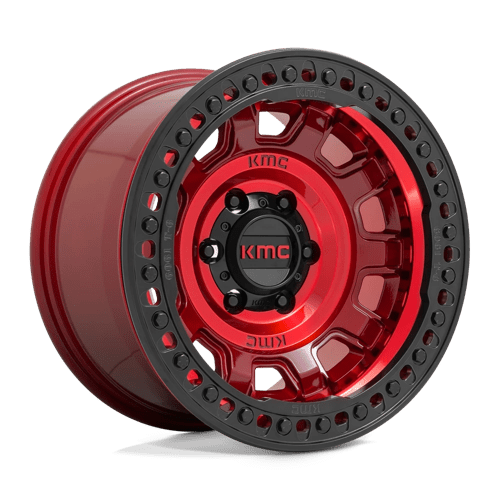 17x9 kmc km236 tank candy red beadlock wheel 6x5.5 bolt pattern 38mm offset