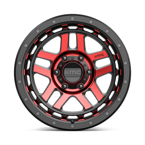 18x8 5 kmc km540 recon gloss black mach w red tint wheel 6x5.5 bolt pattern 0mm offset