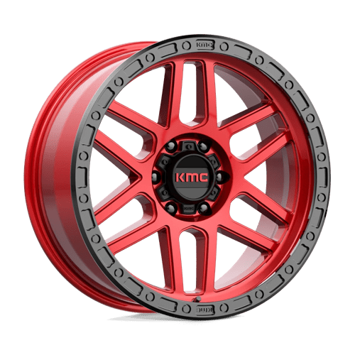17x8 5 kmc km544 mesa candy red w black lip wheel 6x5.5 bolt pattern 0mm offset